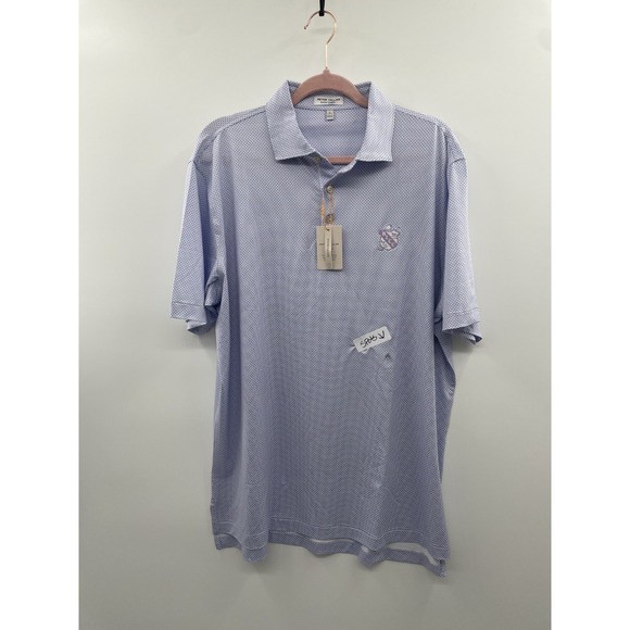 Peter Millar Phoenix Polo Shirt Men's Large White Houndstooth Summer Comfort NWT